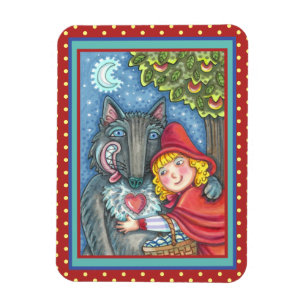RED RIDING HOOD, WOLVES NEED HUGS TOO VALENTINE MAGNET