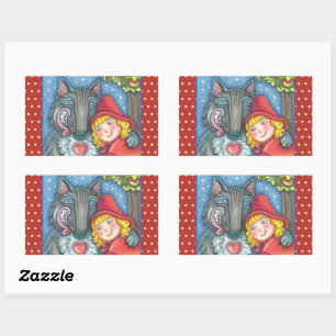 RED RIDING HOOD, WOLVES NEED HUGS TOO VALENTINE STICKER