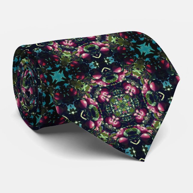 Red Ripe Apples On Tree Abstract Tie (Rolled)