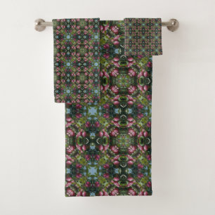 Red Ripe Apples On Tree Kaleidoscope Bath Towel Set