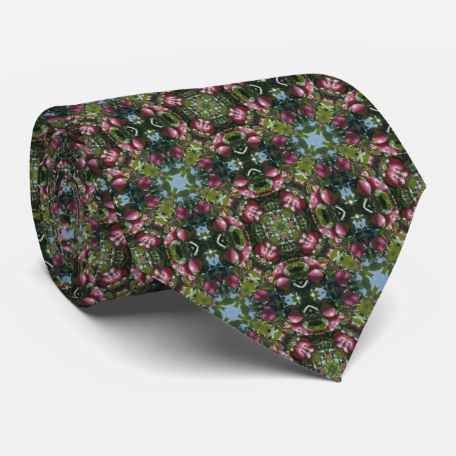 Red Ripe Apples On Tree Pattern Tie (Rolled)