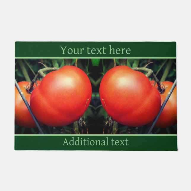 Red Ripe Garden Tomatoes On The Vine Personalized Doormat (Front)