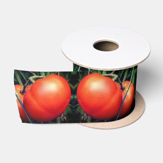 Red Ripe Garden Tomatoes On The Vine Satin Ribbon (Spool)