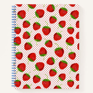 Red Ripe Strawberry and Dots Pattern Journal