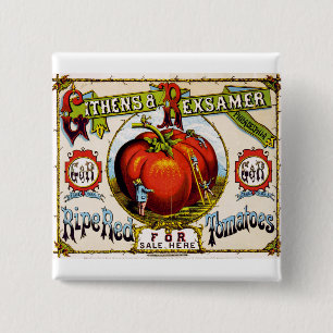 Red Ripe tomatoes For Sale - Vintage Ad 2 Inch Square Button