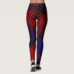 Red risks crossed on blue background? leggings