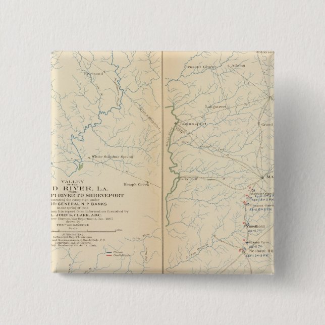 Red River Valley, La 2 Inch Square Button (Front)