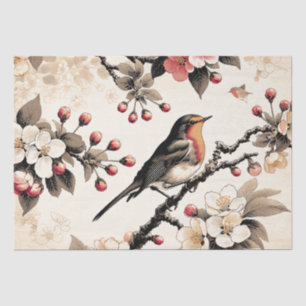 Red Robin and Cherry Blossom tree Bird  Michigan   Tissue Paper