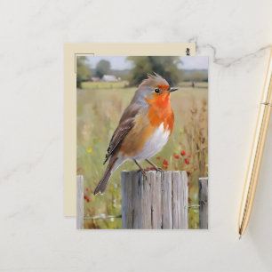 Red Robin Art Design Postcard