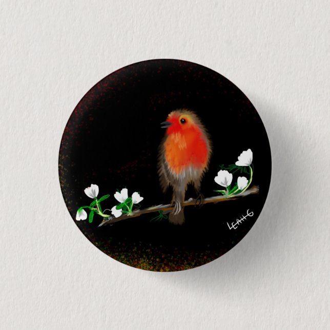 Red Robin badges and pins, original art drawing 1 Inch Round Button (Front)