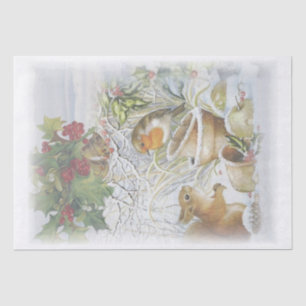 Red Robin Bird Squirrel Winter Christmas Tissue Paper