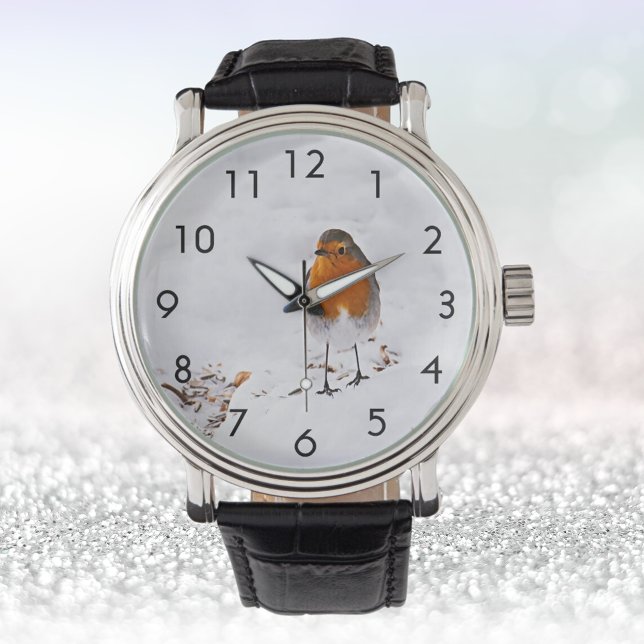 Red Robin bird winter snow cute Watch (Creator Uploaded)