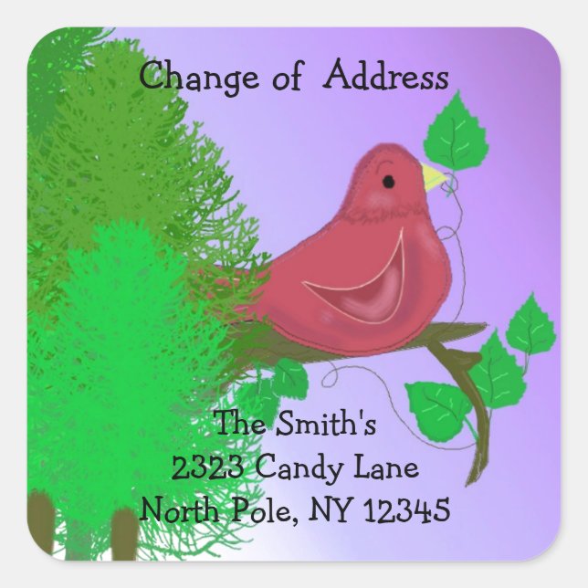 Red Robin Change of Address Square Sticker (Front)