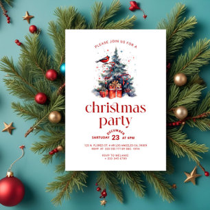 Red Robin Christmas Tree Holiday Party Invitation