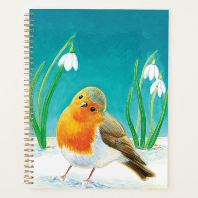 Red Robin Early Spring Snowdrops Illustration Planner (Front)