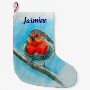 Red Robin Festive Small Christmas Stocking