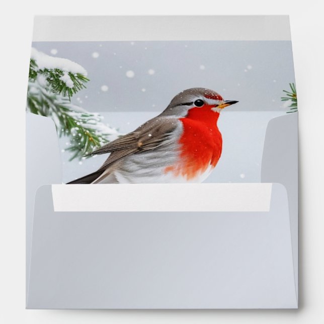 Red Robin Holiday Christmas Envelope (Back (Bottom))