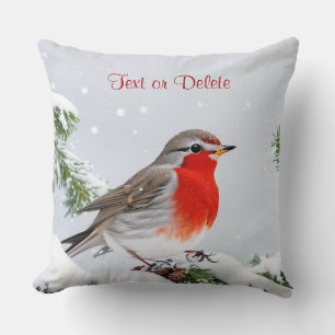 Red Robin Holiday Christmas Throw Pillow