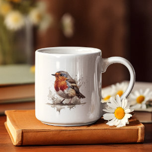 Red Robin in red and brown watercolor painting Coffee Mug