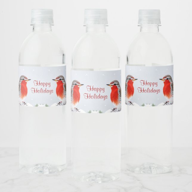 Red Robin Noël Étiquette bouteille d'eau de Noël (Bouteilles)