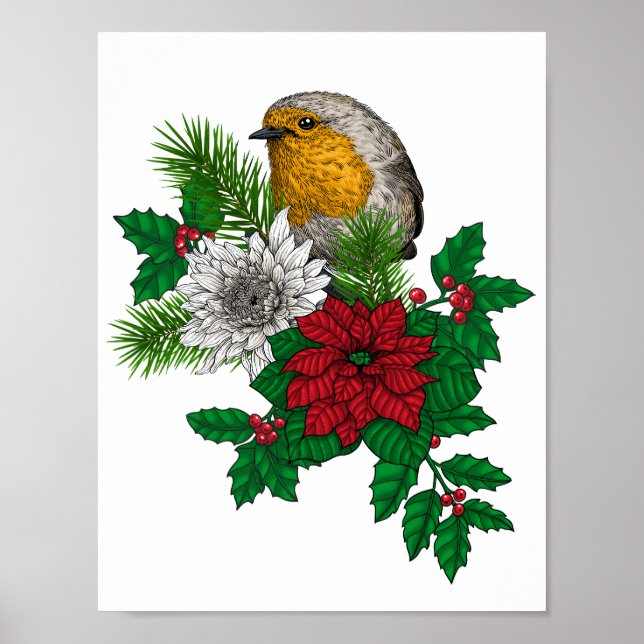 Red robin on Christhmas decoration (Front)