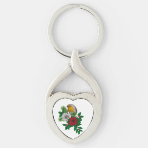 Red robin on Christhmas decoration Keychain