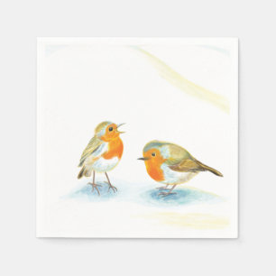 Red robins in the wintertime napkin