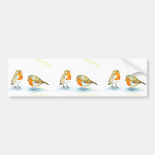 Red Robins in Winter     Bumper Sticker