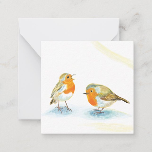 Red Robins in Winter  Card (Front)
