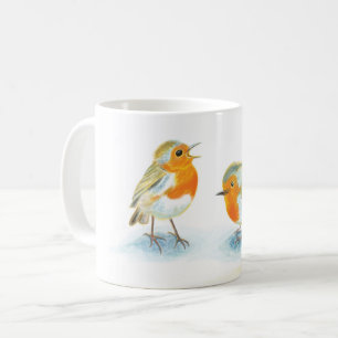 Red Robins in Winter  Coffee Mug