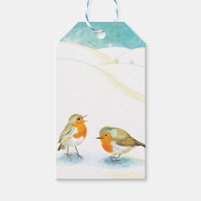Red Robins in Winter   Gift Tags (Front)
