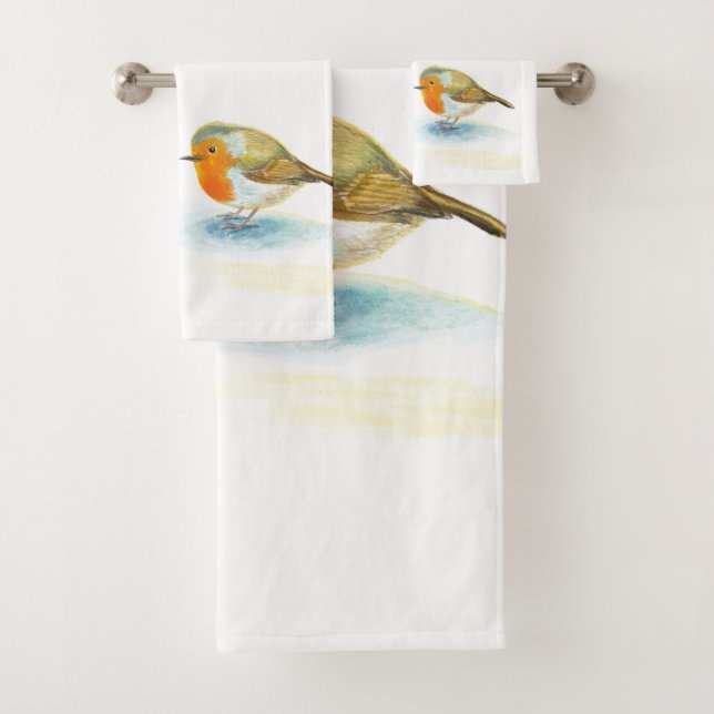 Red Robins in Winter  Kitchen Towel (Insitu)
