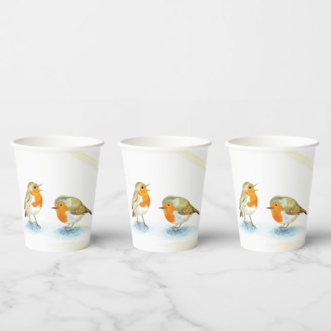 Red Robins in Winter    Paper Cups (Multi)