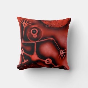 Red Robot Throw Pillow