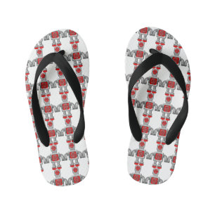 Red Robots   Children's Cute Kid's Flip Flops
