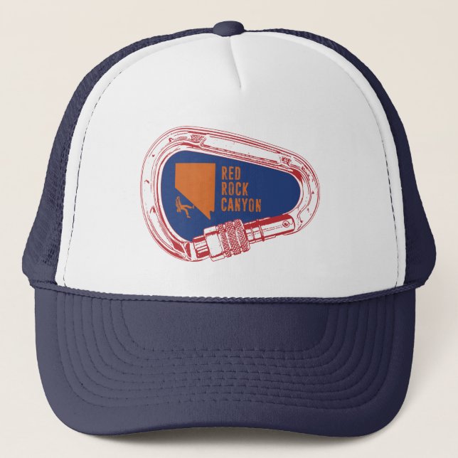 Red Rock Canyon Climbing Carabiner Trucker Hat (Front)