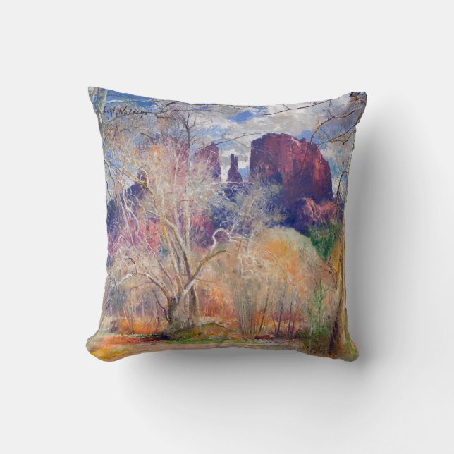 Red Rock Crossing Throw Pillow (Front)