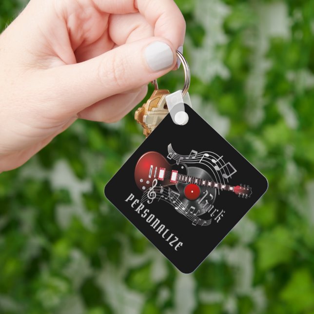 Red Rock Guitar Keychain (Hand)