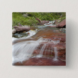 Red rock in Baring Creek in Glacier National 2 Inch Square Button