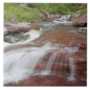 Red rock in Baring Creek in Glacier National Tile