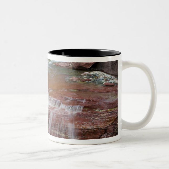 Red rock in Baring Creek in Glacier National Two-Tone Coffee Mug (Right)