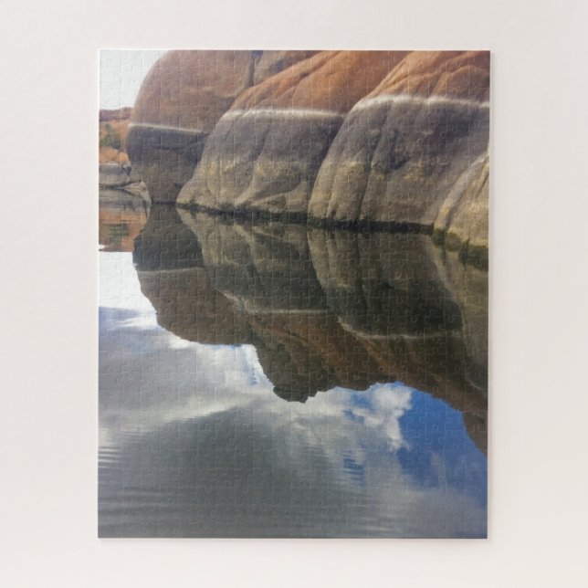 Red Rock Lake Water Reflection Photo Landscape Jigsaw Puzzle (Vertical)