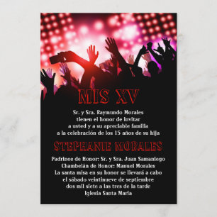 Red Rock Star Quinceanera Birthday Invitation