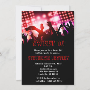 Red Rock Star Sweet 16 Anniversaire Invitation
