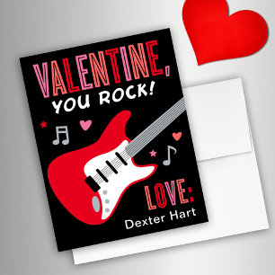 Red Rock Star Valentine's Day Kids Classroom Holiday Card
