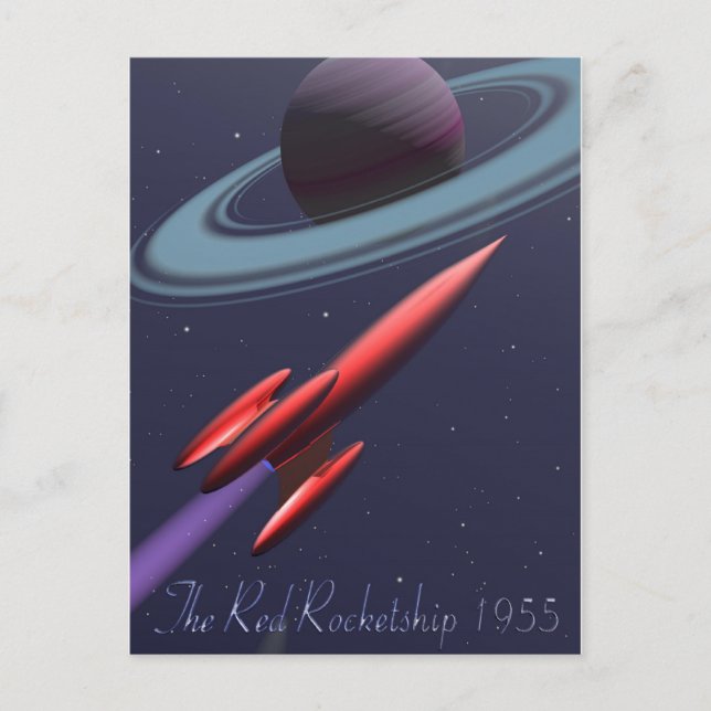Red Rocketship Postcard (Front)