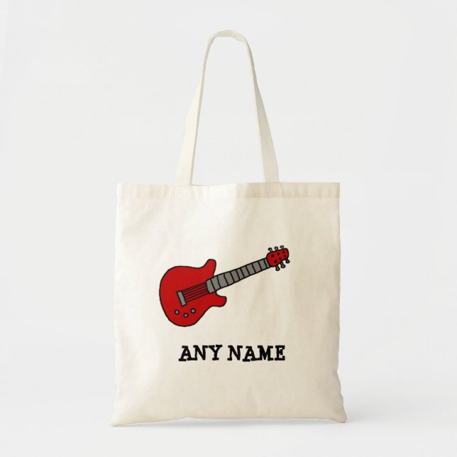 Red Rockin' Guitar Tote Bag (Front)