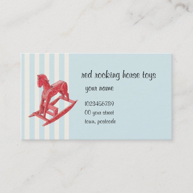 Red Rocking Horse stripes Business Card (Front)