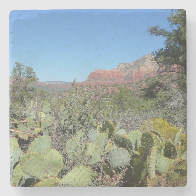 Red Rocks and Cacti I Stone Coaster (Front)