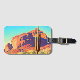 Red Rocks and Cactus by Maynard Dixon Luggage Tag